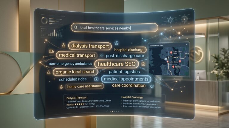 AI search and local SEO visibility concepts for NEMT fleets