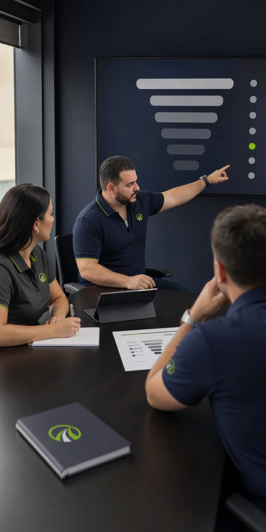 NEMT Marketing founder Sam and a representative team reviewing the inquiry-to-booking system