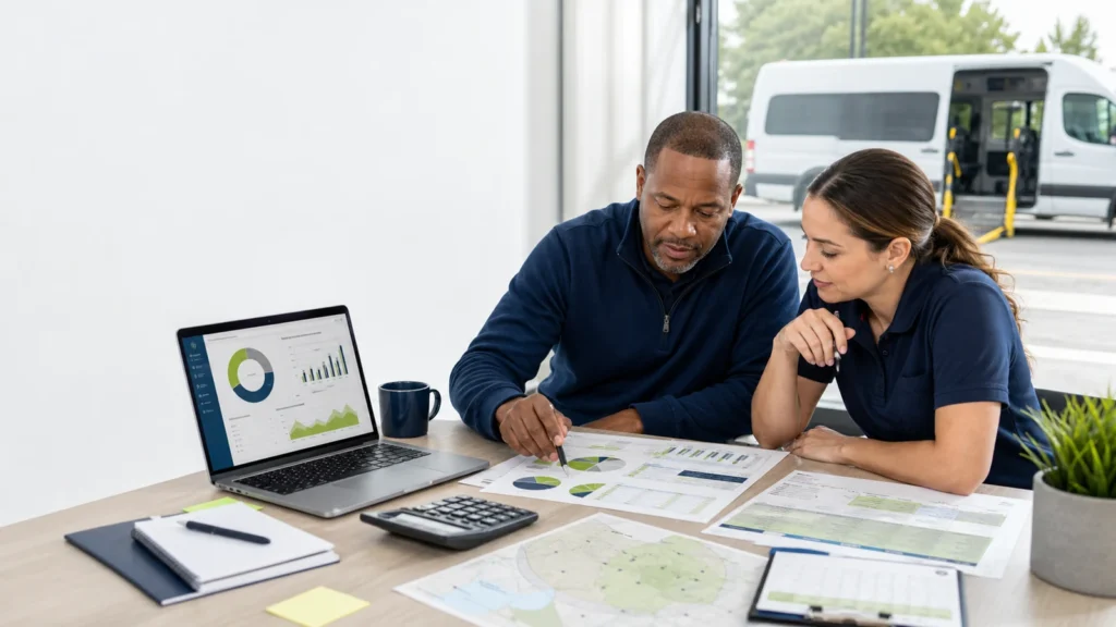 NEMT owner and operations manager planning a practical marketing budget